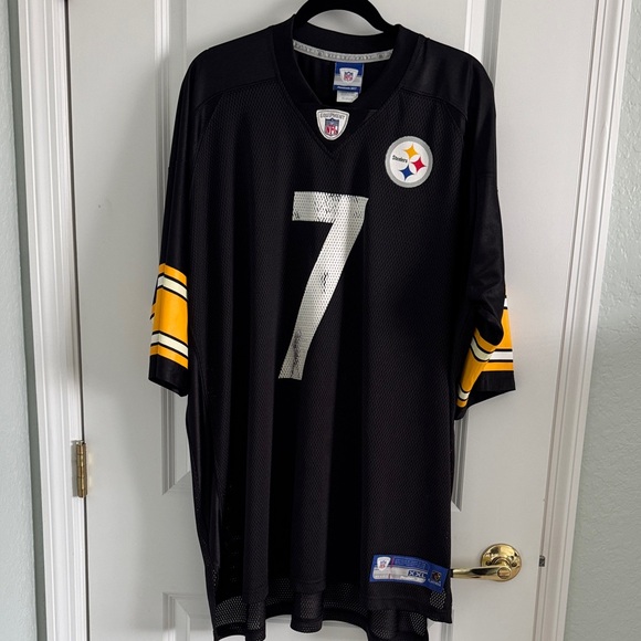 Steelers Roetglisberger 7 Reebok Black NFL Equipment Jersey - Picture 3 of 11